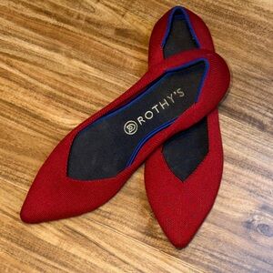 Rothy's The Point Women’s 10.5 Chili Red Knit Fabric Ballet Flats Slip On Shoes